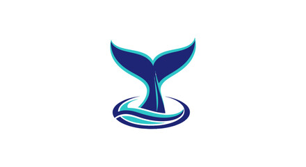 Blue whale tail ocean splash logo. © gudangPIXEL