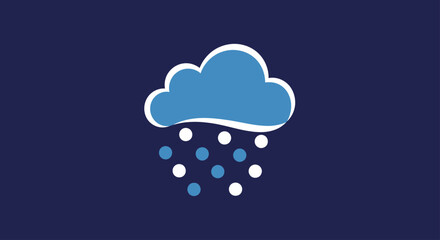 Fototapeta premium Blue snow cloud icon on dark background.