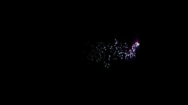 2D glitter star sparkle animation magic line dust glowing glitter trail animation pixie dust path twinkling magic dust fairy sparkle stars shimmer particles motion on black background 4K video