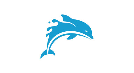 Blue jumping dolphin with water splash. © gudangPIXEL