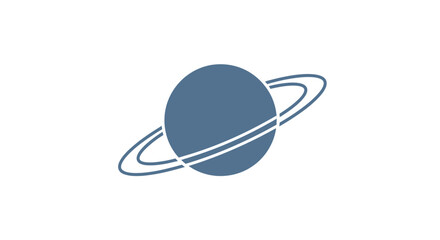 Blue planet with rings representing space and science. © gudangPIXEL