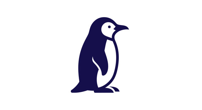 Blue penguin profile mascot logo icon.