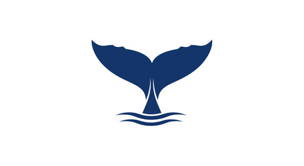 Blue whale tail fluke diving into water icon. © gudangPIXEL