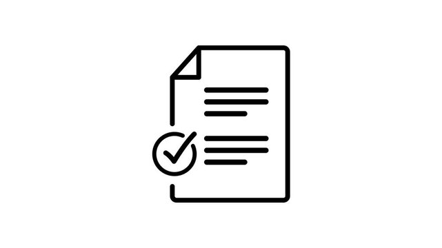 Checklist animated icon with tick mark. Task completion animation data document security with checkmark icon animated. Animated clipboard document icon.