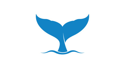 Blue whale tail fluke silhouette on white background. © gudangPIXEL