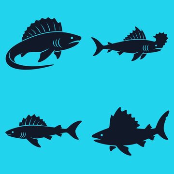 Frilled Shark icon featuring a rare prehistoric deep sea shark with distinctive frilled gills and an elongated body. Clean vector design ideal for marine biology, ocean science, wildlife, and educatio