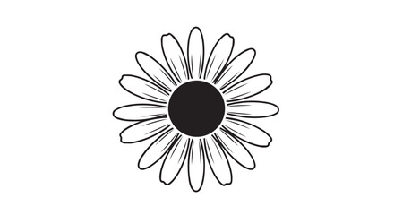 Fototapeta premium Daisy Flower Icon Bold Black Outline with Solid Center on White Background