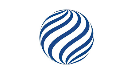 Obraz premium Blue and white striped sphere globe logo icon.