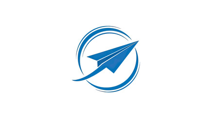 Blue paper plane icon with motion swooshes. © gudangPIXEL