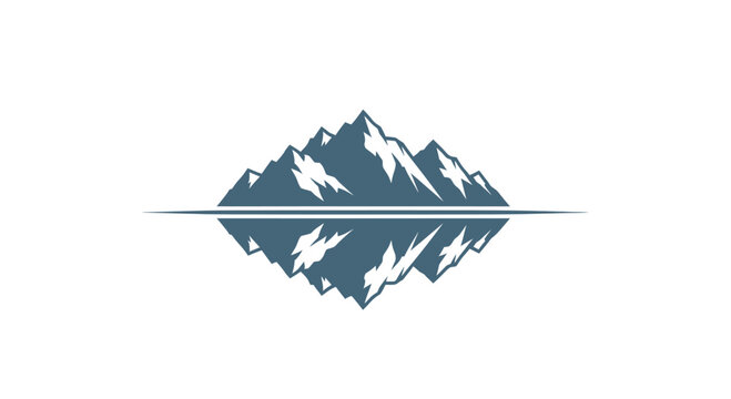 Blue mountain peaks with water reflection icon.