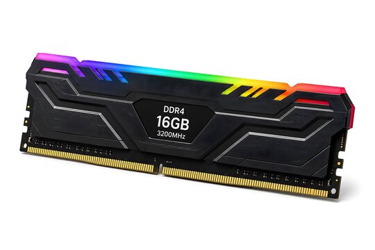 RGB DDR4 Gaming RAM Memory Module Isolated on White Background