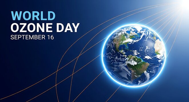 Earth Globe with Ozone Layer Protection Concept on World Ozone Day Dark Background
