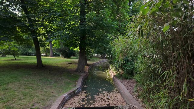 A small stream in the Retiro Park in Madrid, Spain.