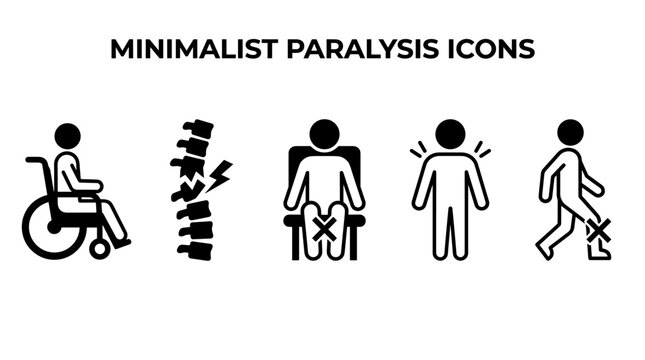 Medical Paralysis and Physical Disability Concept Icons