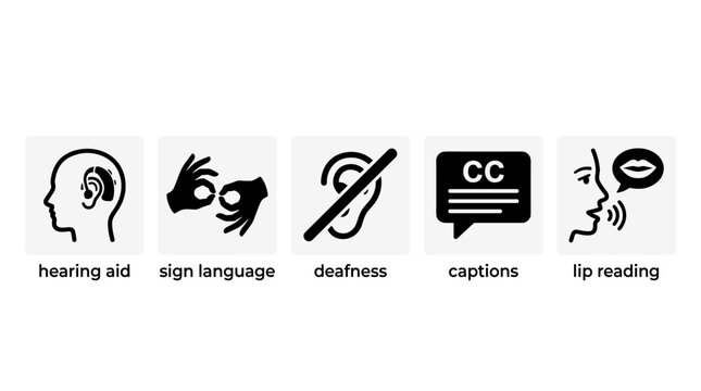 Hearing Impairment and Accessibility Communication Icon Set