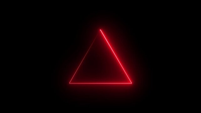 Glowing neon red color triangle frame animation on black background. Glowing Triangle Frame Loading Animation. 