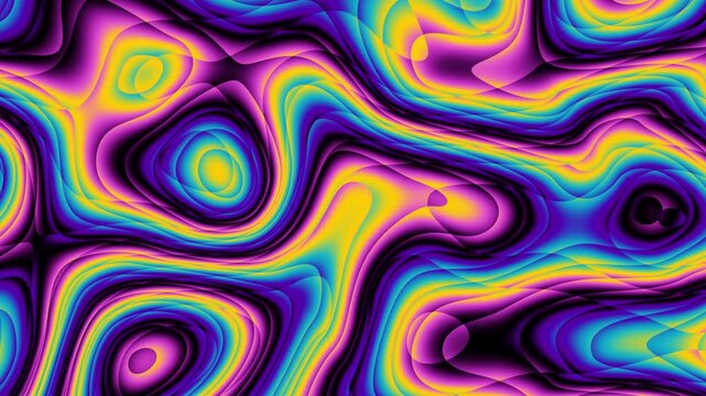 Colorful abstract psychedelic swirl pattern with vibrant organic shapes. Loop 4k background