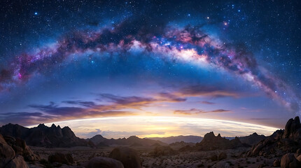 Fototapeta premium Milky Way Galaxy Over Desert Landscape Scenic Night Photography