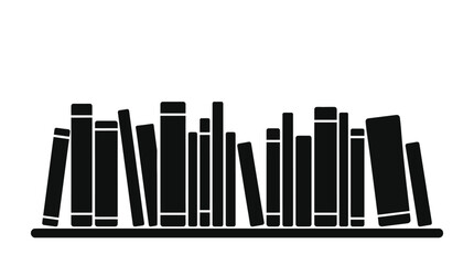 A row of black book silhouettes standing upright on a shelf. © jonirock