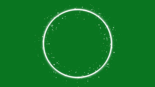 2D white cartoon firework shape Motion Graphic, line burst pop up on green background. Blast energy ring dust and light dots, Glitter Light circle trail Sparkling stardust particle animation. 4k