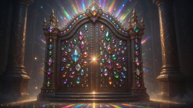 宝石が輝く宝玉の門の幻想ループ動画