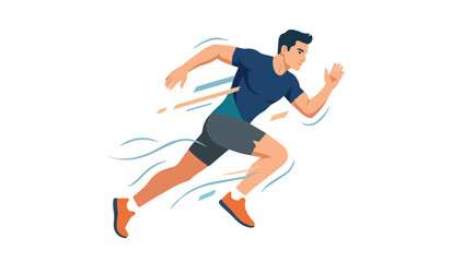 Obraz premium Dynamic Male Athlete Sprinting Fast in Athletic Wear Vector Illustration
