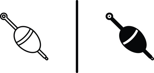 Fishing bobber float icon set with vector line art and solid silhouette style © Shaikh