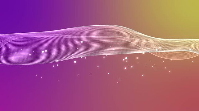 Digital wave of connected dots and lines background with floating particles, abstract tech visualization animation