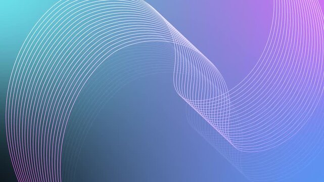 Abstract background with curved parallel lines wave forming a flowing wave animation
