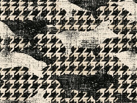 Grunge houndstooth pied de poule wallpaper, abstract vector seamless pattern for fabric card paper print summer time 
