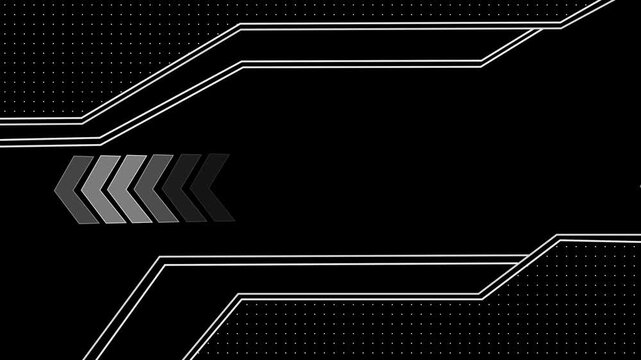 Abstract futuristic tech background animation, dotted grid pattern glowing circuit lines and chevron arrows