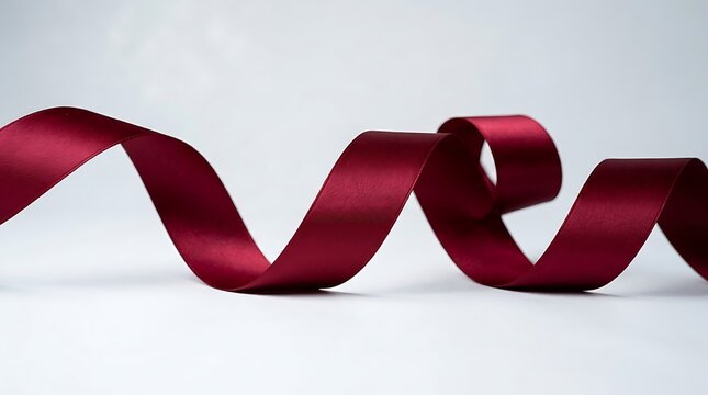 Red satin ribbon with elegant wavy pattern