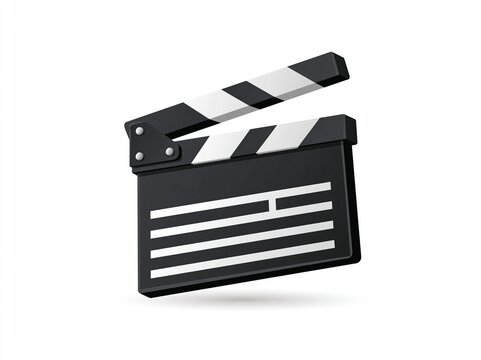 3D movie clapper, clapperboard. clapboard
clapper board cartoon. clap clapperboard,
action director, slate camera clapboard
clapper board sign. isolated symbol vector
illustration