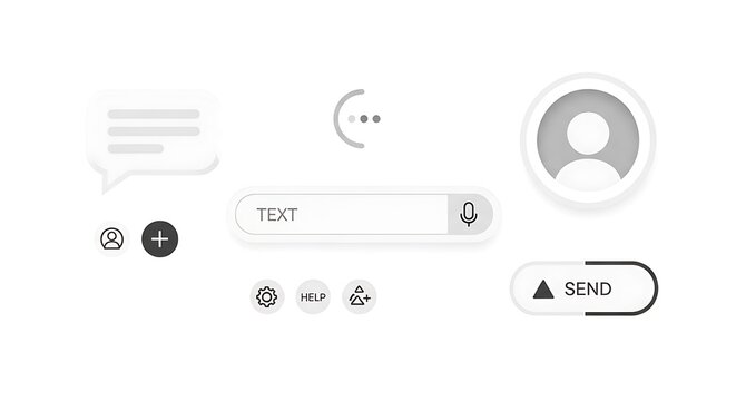 Minimalist chat interface with text input field and send button on a white background screen
