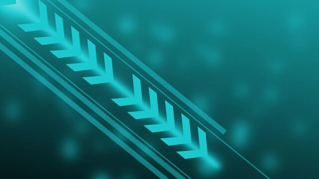Diagonal neon arrow pattern on deep gradient background animation, futuristic abstract tech design with glowing chevrons and motion feel