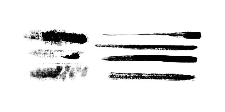 Round Sponge Thick Artist Brush Straight Lines Hand Drawn Detail Abstract Modern