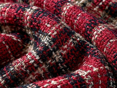 Knit wool plaid background pattern. Traditional warm checkered handmade stitch texture effect. Seamless masculine tweed effect fabric. Melange winter tartan all over print.

