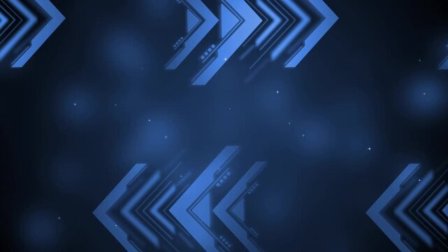 Abstract tech background with chevron arrows on dark gradient animation
