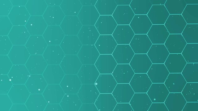 Gradient hexagon pattern background with small scattered light particles animation