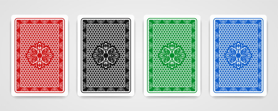 Playing cards back side. Classic deck pattern with ornamental details. Poker and casino concept. Vector illustrator.