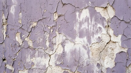 Naklejka premium Cracked purple paint surface shows weathered texture and peeling layers