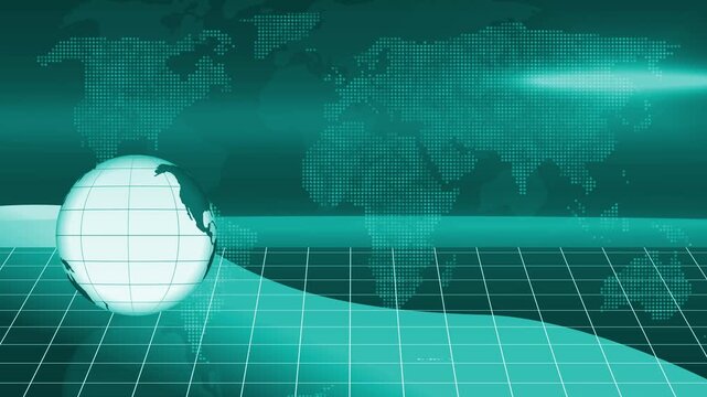 Stylized digital globe dotted world map background animation