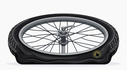 Fototapeta premium Flat bicycle tire with puncture hole vector illustration isolated on white background