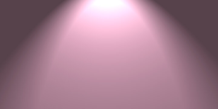 Smooth mauve purple blurred background with realistic soft conical light flare. Minimalist studio room backdrop for cosmetics showcase, fashion banner, and empty space