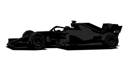 Naklejka premium Formula one race car silhouette graphic suitable for sportsthemed designs, posters, banners, logos, and speedrelated projects in a minimal art style.