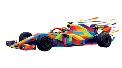 Geometric formula racing car abstract art style creative design, suitable for posters, automotive branding, techrelated products. © Hadi
