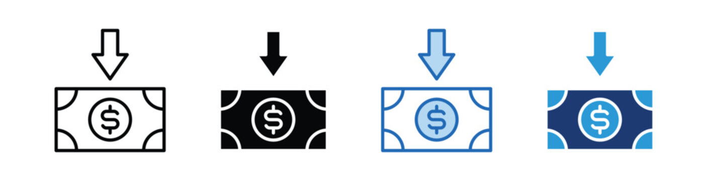 MONEY DOWN  icon Collection With Multiple Styles