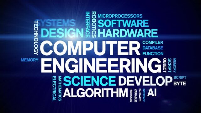 Computer Engineering animated word cloud-text design animation tag kinetic typography seamless loop.