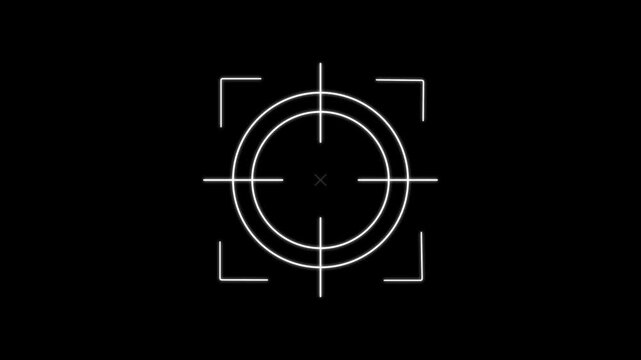 Digital hud target reticle overlay, futuristic aiming scope animation for sci-fi ui and gaming heads-up display
