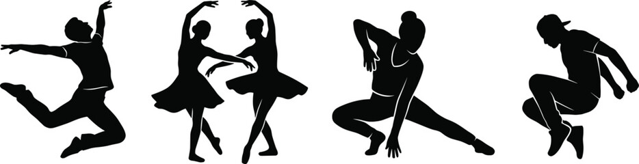 Dance Performance Silhouette Collection with Ballet Dancers Contemporary Movers and Urban Street Dance Poses © MDRAKIB
